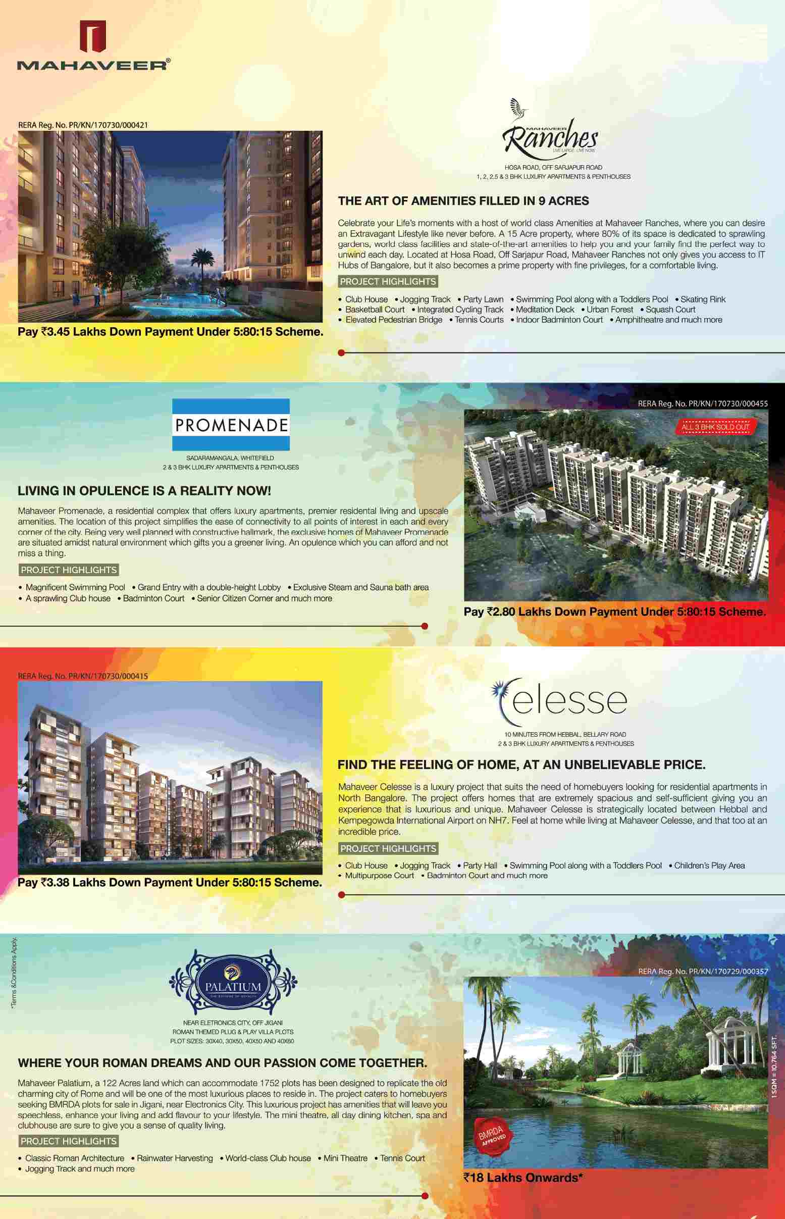 Invest in Mahaveer Projects in Bangalore Update